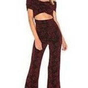 House Of Harlow X Revolve Lynette Jumpsuit Garnet Red Black Floral Size Small